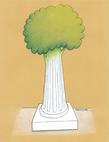 Cartoon: Column (medium) by ercan baysal tagged travel,tour,journey,histoir,absurd,art,image,picture,job,good,vision,fineart,fine,handmade,living,tree,marble,antigue,column,ancient,old,ercanbaysal,turkey,turkiye,cartoon,illustration