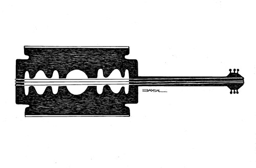 Cartoon: Protest Music (medium) by ercan baysal tagged turkey,line,ink,humour,ercanbaysal,safety,blade,razor,logo,tattoo,tshirt,wired,artwork,handmade,wire,work,draw,art,life,resistance,sharpness,master,job,good,silhouette,graphic,image,picture,vision,sharp,music,protest,turkiye