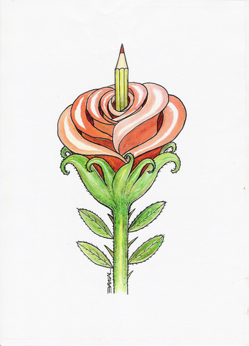 Cartoon: Rose (medium) by ercan baysal tagged handmade,sketch,word,tag,vision,fineart,job,good,banner,greetings,poster,bill,opinion,joy,figure,picture,seed,artist,art,rose,pen,birth,ercan,logo,illustration,ercanbaysal,grafik,humor