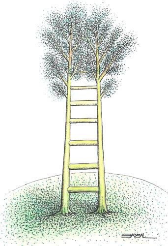 Cartoon: stairs (medium) by ercan baysal tagged study,pen,pencil,opinion,job,good,vision,surreal,designe,create,dream,humor,tree,stairs,tattoo,master,daydream,fantasy,sketch,handmade,ercanbaysal,cartoon,humour,high,art,baysal