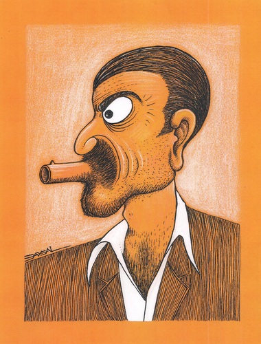 Cartoon: Weapon (medium) by ercan baysal tagged image,eye,fear,man,portrait,caricature,ercanbaysal,character,grotesk,absurd,work,art,handmade,fantasy,daydream,vision,job,good,picture,selfie,nightmare,wanted,cool,mann,psychology,illegal,and,weapon,cigarette