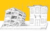 Cartoon: earthquake (small) by ercan baysal tagged earthquake,house,apartment,quake,city