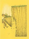 Cartoon: Fall (small) by ercan baysal tagged fall,cliff,man,recanbaysal,cartoon,handmade,vision,picture,image,figure,fantasy,daydream,humour,satire,grotesk,illustration,türkiye,turkey,yellow,earth,landslide