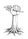 Cartoon: Green resistance (small) by ercan baysal tagged ercanbaysal,cartoon,illustration,turkey,idea,bill,poster,banner,handmade,life,art,draw,tshirt,fist,logo,turkiye,green,resistance,root,tree,hand,leaf,wrist,resistant,line