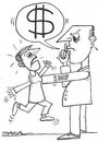 Cartoon: IMF (small) by ercan baysal tagged capitalism poverty grafic politics dollar tag word cry scream sketch handmade man black white politico ercanbaysal cartoon capitalist art money grafik