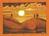 Cartoon: Sunset (small) by ercan baysal tagged talent,turkey,handmade,vivaldi,summer,mother,earth,surreal,fantasy,dream,daydream,picture,image,vision,jobfine,fineart,good,job,paint,pencil,coloring,master,art,artwork,work,cartoon,hip,humour,cloud,buttock,illustration,sunset,women,sun,sea,red,yellow,man