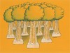 Cartoon: The Forest (small) by ercan baysal tagged ercanbaysal,cartoon,turkey,türkiye,good,job,draw,fine,daydream,fantasy,paint,master,mixed,create,surreal,coloring,yellow,vood,column,tourism,ancient,archaic,nature,antigue,archaeology