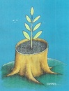 Cartoon: Rebirth (small) by ercan baysal tagged tree leaf cartoon future artist humor satire handmade art work artwork coloured blue herb earthen flowerpot ilüstrasyon baysal