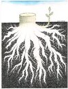 Cartoon: The Roots (small) by ercan baysal tagged tree root hope handmade work art artwork good draw job idea favorite form pen pencil tattoo fantasy symbol ercanbaysal philosophy logo resistance white black climate line ink sapling cute cartoon