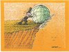 Cartoon: The world (small) by ercan baysal tagged world politician nature baysal politics lie trade vision picture image figure create pencil good job idea humor politico environs cliff humour cartoon art