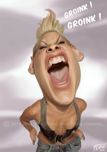 Cartoon: Pink...Groiiinnnk ! (medium) by jmborot tagged pink,popmusic,music,pop,caricature,jmborot