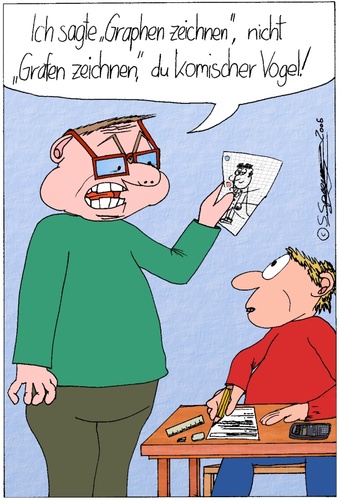 Cartoon: Graphen zeichnen (medium) by chaosartwork tagged mathe,mathematik,geometrie,hausaufgabe,schulaufgabe,lehrer,schule,schüler,unterricht,graph,graf,grafen,zeichnen,zeichnung