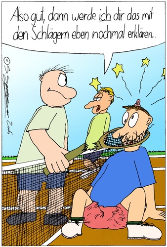 Cartoon: Tennisschläger (medium) by chaosartwork tagged tennis,ball,tennisball,schläger,tennisschläger,schlag,missverständnis,dumm,sport,spiel,match