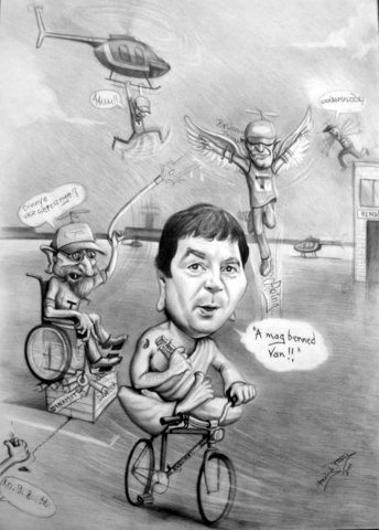 Cartoon: The flying teaching Buddhist (medium) by bpatric tagged hungarian,man