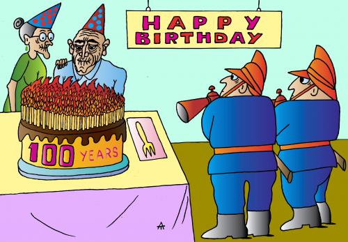 Cartoon: 100 Years (medium) by Alexei Talimonov tagged old,health,care,happy,birthday