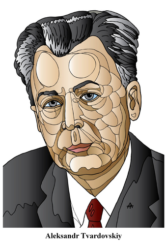 Cartoon: Aleksandr Tvardovskiy (medium) by Alexei Talimonov tagged aleksandr,tvardovskiy