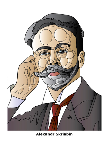 Cartoon: Alexandr Skriabin (medium) by Alexei Talimonov tagged skriabin