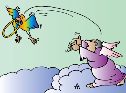 Cartoon: Angel and Bird (medium) by Alexei Talimonov tagged angels