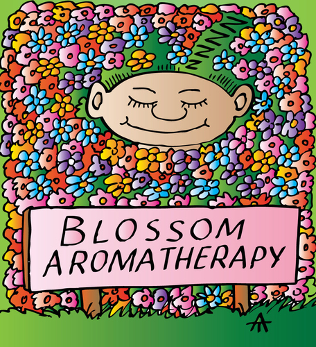 Cartoon: Aroma (medium) by Alexei Talimonov tagged blossom,aroma,therapy,meditation
