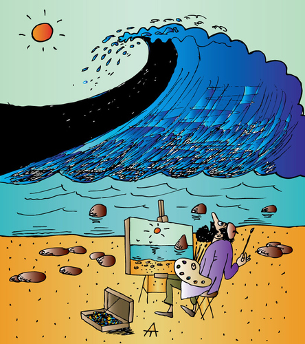 Cartoon: Artist and Sea (medium) by Alexei Talimonov tagged artist,sea
