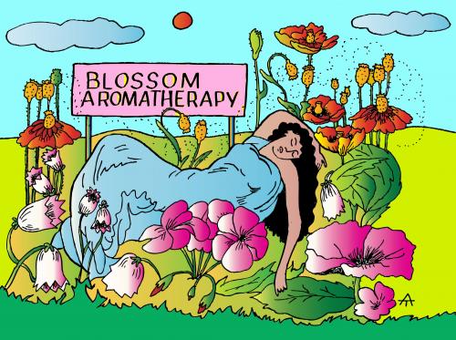 Cartoon: Blossom Aroma Therapy (medium) by Alexei Talimonov tagged blossom,aroma,therapy