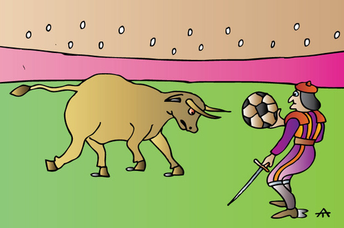 Cartoon: Bull and Ball (medium) by Alexei Talimonov tagged football