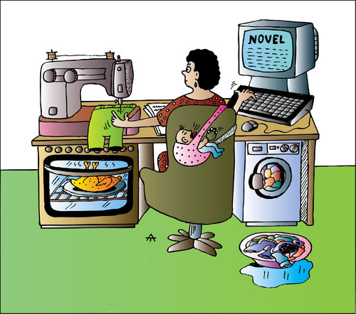 Cartoon: Busy Woman (medium) by Alexei Talimonov tagged busy,woman,novel