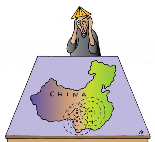 Cartoon: China Earthquake (medium) by Alexei Talimonov tagged china,earthquake