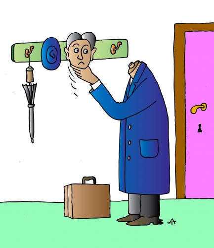 Cartoon: Coming home (medium) by Alexei Talimonov tagged home,job,head,workoholic