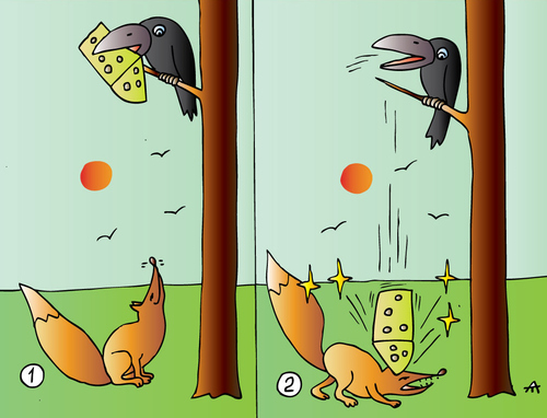 Crow and Fox By Alexei Talimonov | Nature Cartoon | TOONPOOL