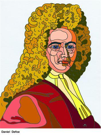 Cartoon: Daniel Defoe (medium) by Alexei Talimonov tagged author,literature,books,daniel,defoe