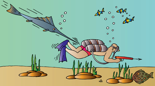 Cartoon: Diver (medium) by Alexei Talimonov tagged diver