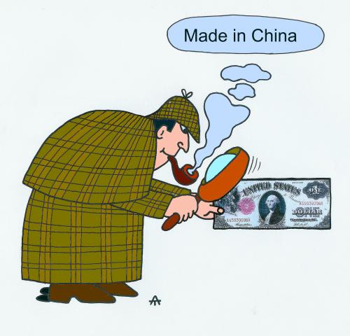 Cartoon: Dollar (medium) by Alexei Talimonov tagged dollar,currency,financial,crisis,recession,china