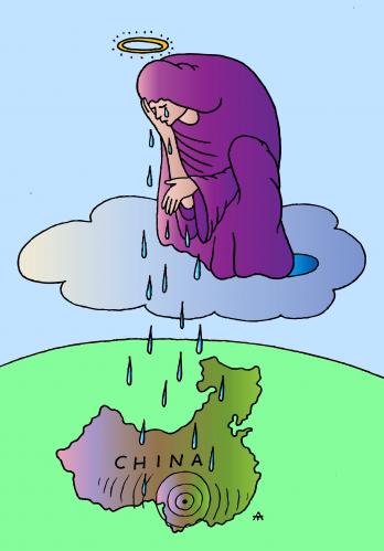 Cartoon: Earthquake in China 2 (medium) by Alexei Talimonov tagged china,earthquake
