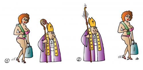 Cartoon: Episcop and Girl (medium) by Alexei Talimonov tagged religion