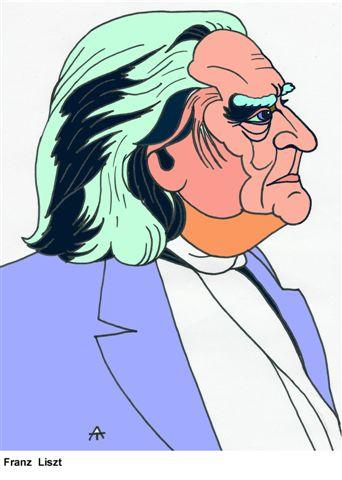 Cartoon: Franz Liszt (medium) by Alexei Talimonov tagged franz,liszt,musician,composer,music