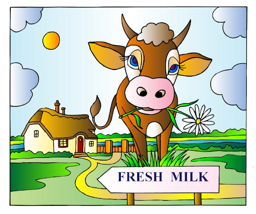 Cartoon: Fresh Milk (medium) by Alexei Talimonov tagged country,life