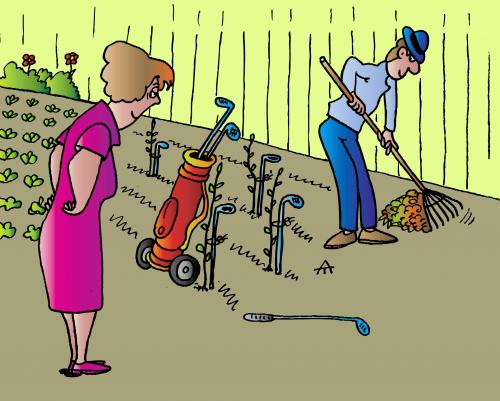 Cartoon: Garden And Golf (medium) by Alexei Talimonov tagged garden,golf