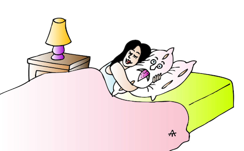 Cartoon: Girl (medium) by Alexei Talimonov tagged girl,pillow