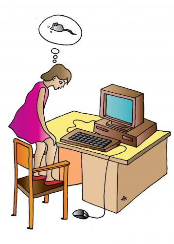 Cartoon: Girl And PC (medium) by Alexei Talimonov tagged pc,mouse,internet