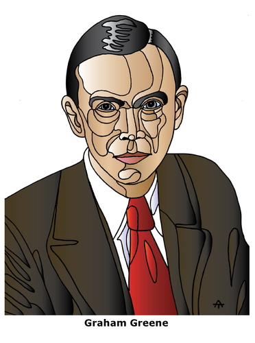 Cartoon: Graham Greene (medium) by Alexei Talimonov tagged greene