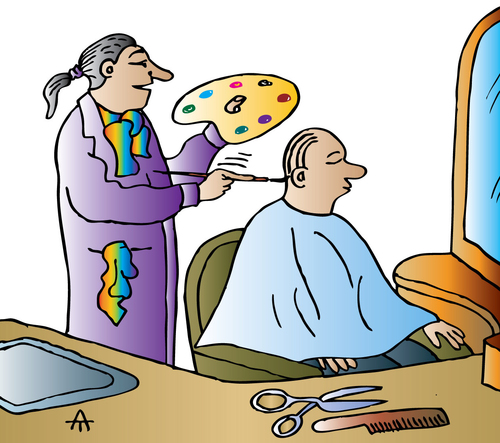 Hairdresser Artist By Alexei Talimonov | Media & Culture Cartoon | TOONPOOL