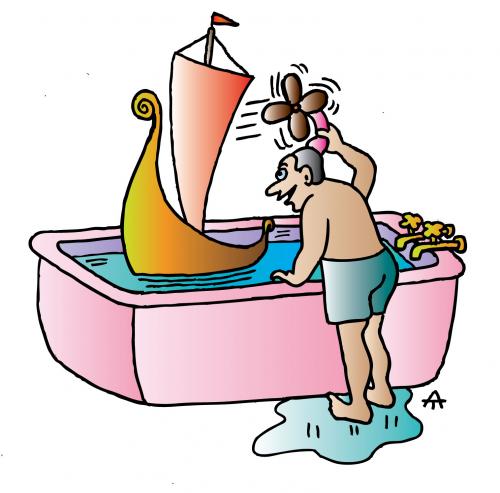 Cartoon: In bath (medium) by Alexei Talimonov tagged bath,bathroom,ship