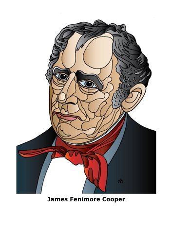 Cartoon: James Fenimore Cooper (medium) by Alexei Talimonov tagged cooper