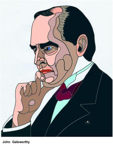 Cartoon: John Galsworthy (medium) by Alexei Talimonov tagged author,literature,books,john,galsworthy