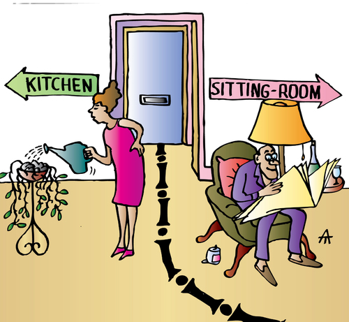 Cartoon: Kitchen and sitting room (medium) by Alexei Talimonov tagged kitchen,room,living,home