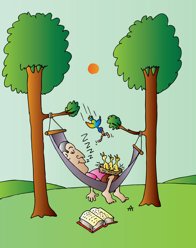 Cartoon: Man And Nest (medium) by Alexei Talimonov tagged nest,birds