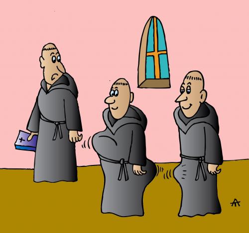 Cartoon: Monks (medium) by Alexei Talimonov tagged monks,church