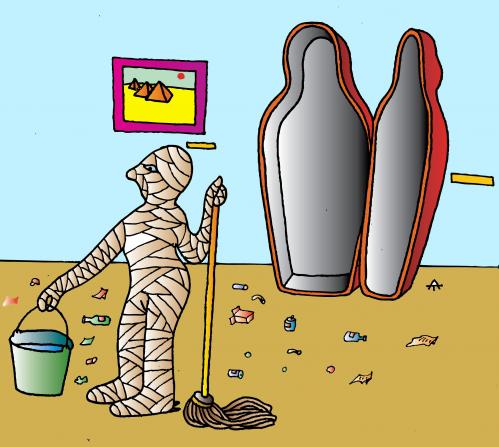 Cartoon: Mummy Cleaner (medium) by Alexei Talimonov tagged mummy,egypt,archaeology
