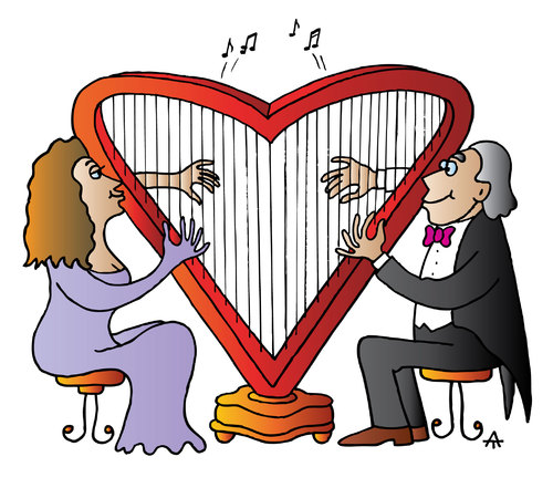 Cartoon: Music of Love (medium) by Alexei Talimonov tagged music,love